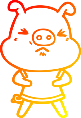 Bir insan tarafından çizilmiş kızgın bir domuzun sıcak çizgi çizimi.