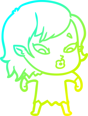 Soğuk gradyan çizgisi, bir insan tarafından çizilmiş şirin bir vampir kız çizgi filmi.