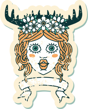 Retro Dövme Tarzı İnsan Druid karakteri Bir insan tarafından çizilmiş pankartıyla