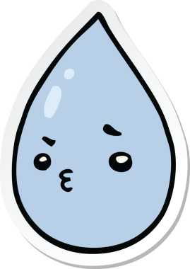 Bir insan tarafından çizilmiş şirin bir yağmur damlası çıkartması.