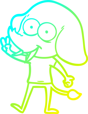 Bir insan tarafından çizilmiş mutlu bir filin soğuk gradyan çizgisi.