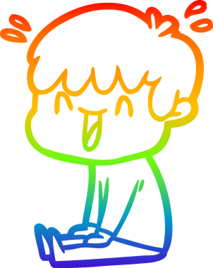 Gökkuşağının gradyan çizimi bir insan tarafından çizilmiş bir çizgi film karakteri.