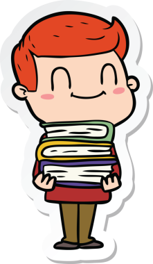 Bir insan tarafından çizilmiş, karikatür dostu bir adamın çıkartması.