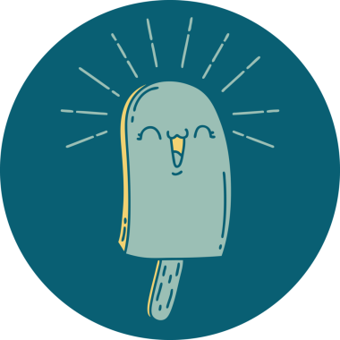 Bir insan tarafından çizilmiş dövme stili bir buz lolipopu.