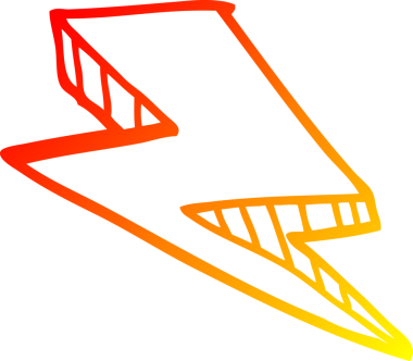 Bir insan tarafından çizilmiş çizgi film yıldırımının sıcak çizgi çizimi