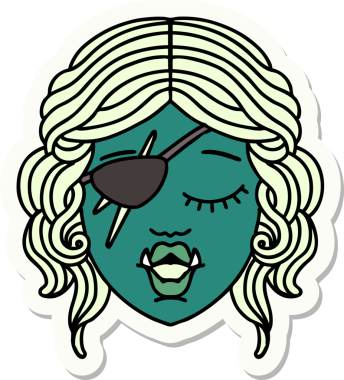 Bir insan tarafından çizilmiş bir Ork haydut karakterinin çıkartması