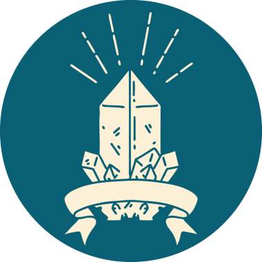 Bir insan tarafından çizilen dövme stili kuvars kristalinin simgesi