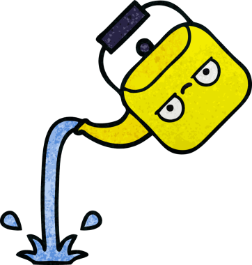 Bir insan tarafından çizilmiş eski grunge desenli bir çaydanlık.