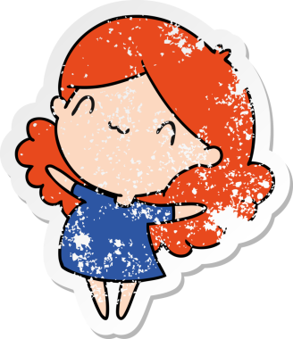 Bir insan tarafından çizilmiş sevimli bir kawai kızının sıkıntılı karikatür çizimi