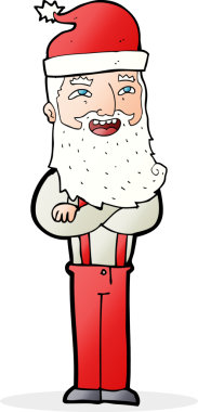 Bir insan tarafından çizilmiş hipster Noel Baba maddesi.