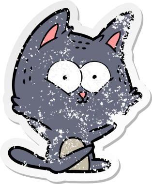 Bir insan tarafından çizilmiş karikatür bir kedinin sıkıntılı çıkartması.