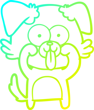 Bir insan tarafından çizilmiş dilli çizgi film köpeği çizimi.