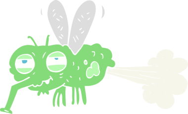 Bir insan tarafından çizilmiş iğrenç osuruk sineğinin düz renk çizimi