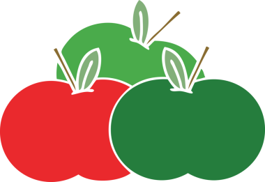 Bir insan tarafından çizilmiş elmaların düz renkli retro karikatürü