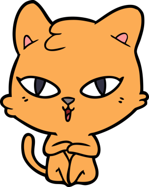 Bir insan tarafından çizilmiş çizgi film kedisi.