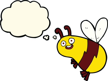 Bir insan tarafından çizilmiş düşünce balonlu komik çizgi film arısı.