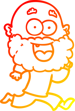 Bir çizgi film karakteri çizen, sakallı, çılgın, mutlu bir adam bir insan tarafından çizilmiş.