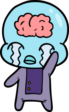 Bir insan tarafından çizilmiş koca beyinli bir uzaylı ağlaması.