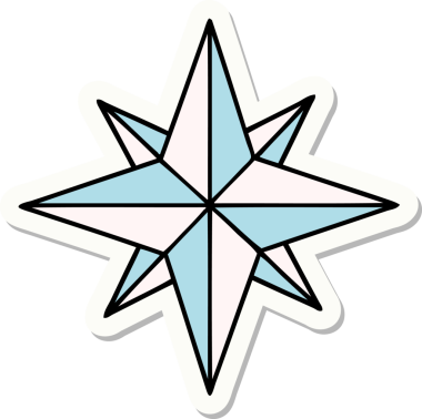 Bir insan tarafından çizilmiş geleneksel bir yıldız stiliyle dövme çıkartması.