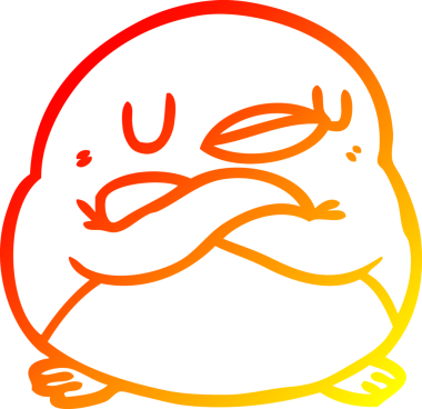 Bir insan tarafından çapraz kollu bir penguen çizimi