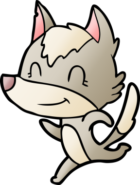 Bir insan tarafından çizilmiş dost canlısı çizgi film kurdu.