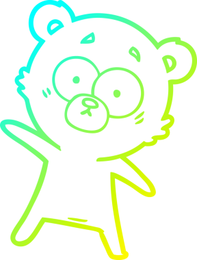 Bir insan tarafından çizilen şaşırmış ayı karikatürünün soğuk gradyan çizgisi