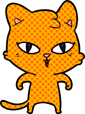 Bir insan tarafından çizilmiş çizgi film kedisi.