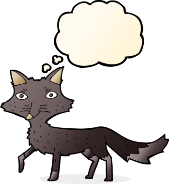 Bir insan tarafından çizilmiş düşünce balonu olan küçük bir kurt.