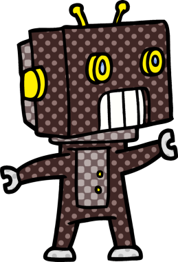 Bir insan tarafından çizilmiş çizgi film robotu