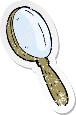 Bir insan tarafından çizilmiş bir çizgi film büyütecinin gerilimli yapıştırması.