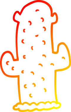 Bir insan tarafından çizilmiş bir kaktüsün sıcak çizgi çizimi