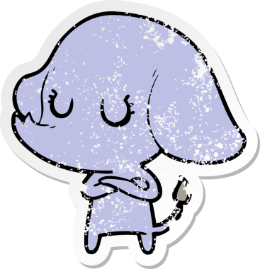 Bir insan tarafından çizilmiş şirin bir filin sıkıntılı çıkartması