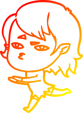 Bir insan tarafından çizilmiş bir vampir kız çizgi çizimi.