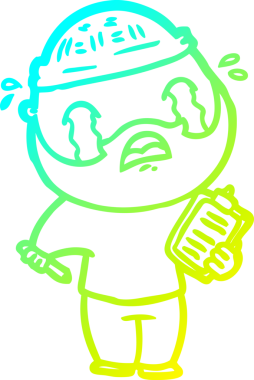 Bir insan tarafından çizilmiş ağlayan sakallı bir adamın çizdiği soğuk çizgi.