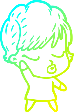 Bir insan tarafından çizilmiş gözleri olan bir karikatür kadın çizimi