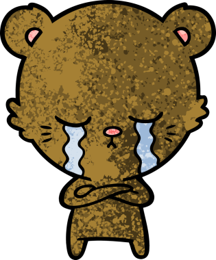 Bir insan tarafından çizilmiş ağlayan çizgi film ayısı.