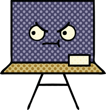 bir insan tarafından çizilmiş bir karatahtanın çizgi roman tarzı