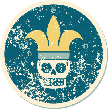 Bir insan tarafından çizilmiş bir kafatası soytarısının sembolik dövmesi.