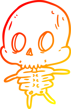 Bir insan tarafından çizilmiş sevimli bir karikatür iskeletinin sıcak çizgi çizimi