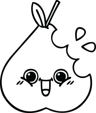 Bir insan tarafından çizilmiş yeşil bir armut çizimi.