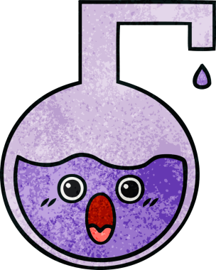 Bir insan tarafından çizilmiş bir bilimsel deneyin retro grunge doku karikatürü