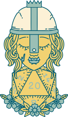 Retro Dövme Biçimli Ork Savaşçısı Karakteri Bir insan tarafından çizilmiş doğal yirmi zar atışıyla