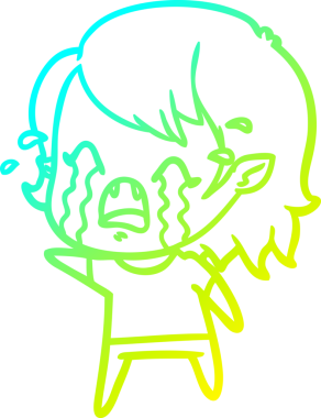 Bir insan tarafından çizilmiş ağlayan vampir kız çizgi filmi.