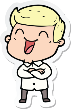 Bir insan tarafından çizilmiş bir karikatür adamın çıkartması.