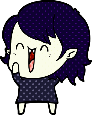 Bir insan tarafından çizilmiş mutlu vampir kız çizgi filmi.