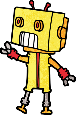 Bir insan tarafından çizilmiş çizgi film robotu