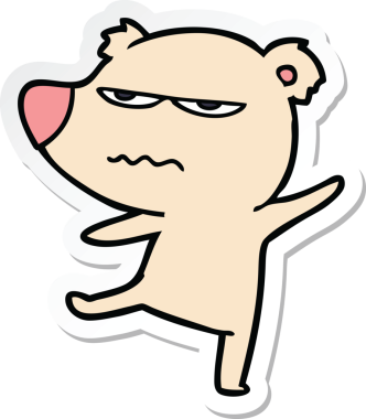 Bir insan tarafından çizilmiş kızgın ayı çizgi filminin çıkartması.