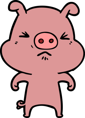 Bir insan tarafından çizilmiş kızgın domuz çizgi filmi.