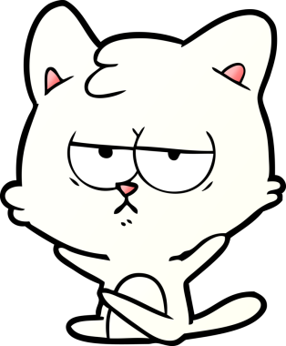 Bir insan tarafından çizilmiş sıkıcı çizgi film kedisi.