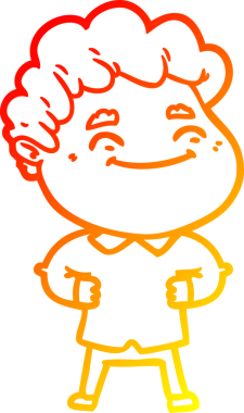 Bir insan tarafından çizilmiş, karikatür dostu bir adamın sıcak çizgi çizimi